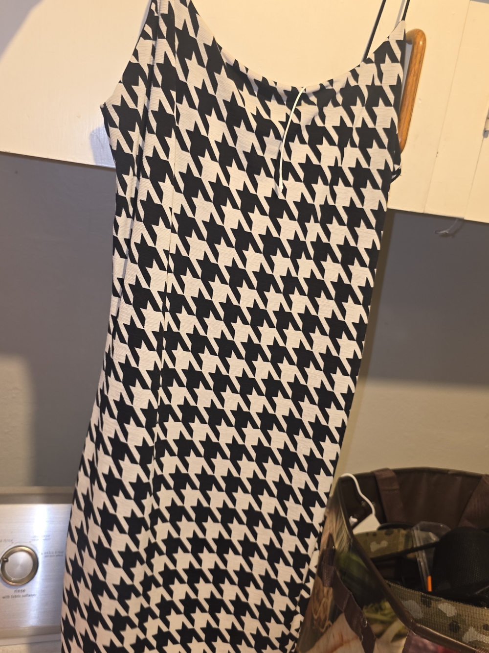 Black and White Houndstooth Slip Dress